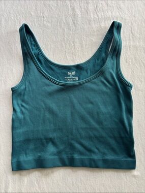 Pro-Fit Seamless Teal Ribbed Crop Tank Top